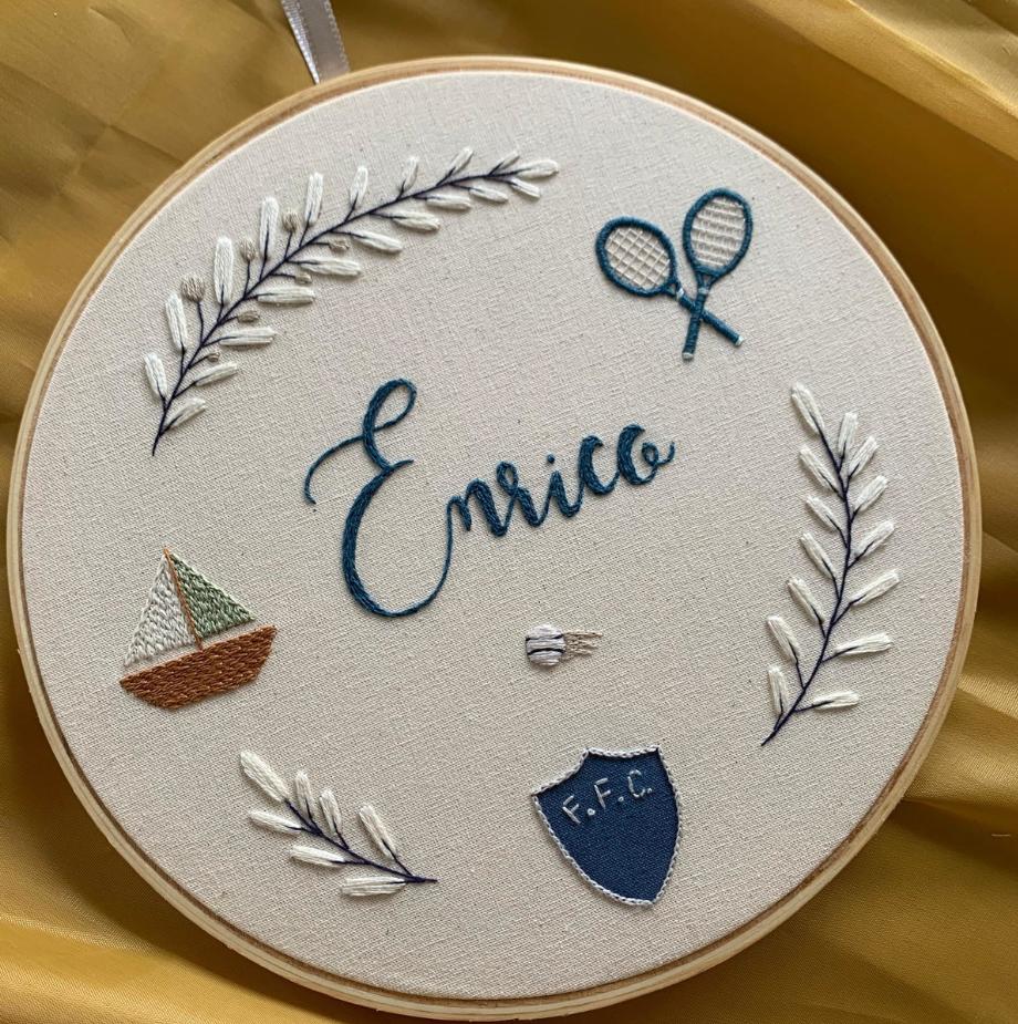 Bastidor bordado Porta Maternidade esportes Enrico