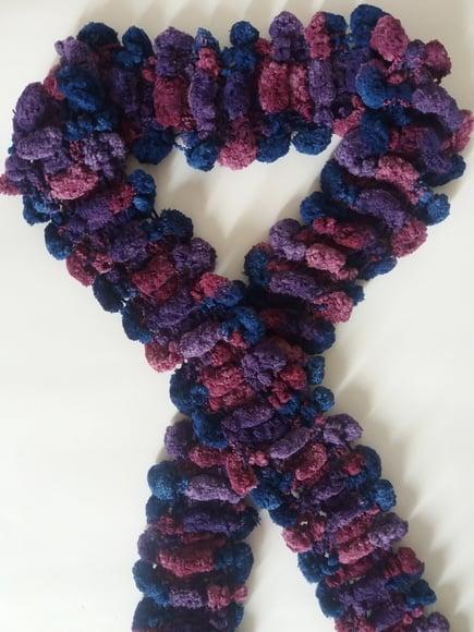 cachecol em Tricô de pompom