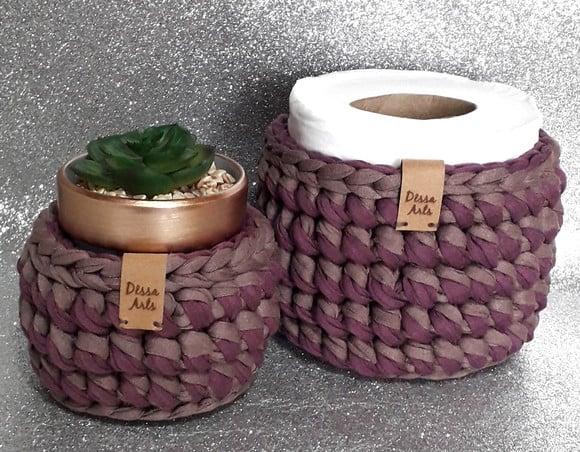 Kit 2 Peças Cestos Organizadores Tons de Roxo