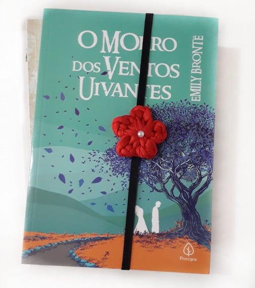 Marca páginas flor com elástico cores