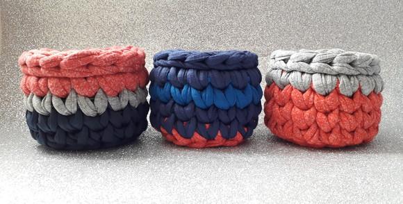 Mini Cesto Organizador 3 un , Vermelho Mescla, Azul e Cinza