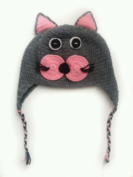 Touca de outono/inverno cobre orelha gata infantil