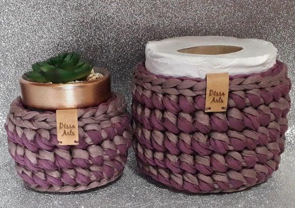Kit 2 Peças Cestos Organizadores Tons de Roxo