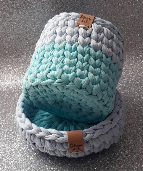 Cesto organizador multiuso 2 un , verde tiffany e azul