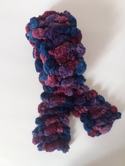 cachecol em Tricô de pompom