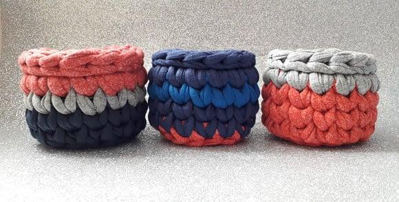 Mini Cesto Organizador 3 un , Vermelho Mescla, Azul e Cinza