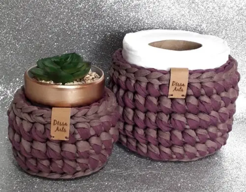 Kit 2 Peças Cestos Organizadores Tons de Roxo