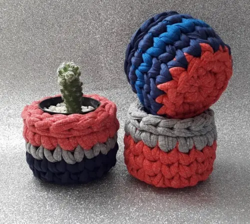 Mini Cesto Organizador 3 un , Vermelho Mescla, Azul e Cinza