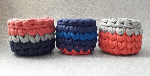 Mini Cesto Organizador 3 un , Vermelho Mescla, Azul e Cinza
