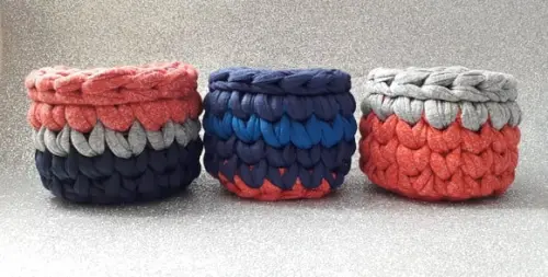 Mini Cesto Organizador 3 un , Vermelho Mescla, Azul e Cinza