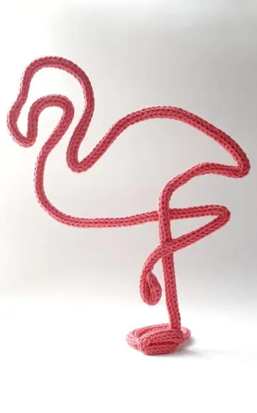 Flamingo Decorativo em Tricotin