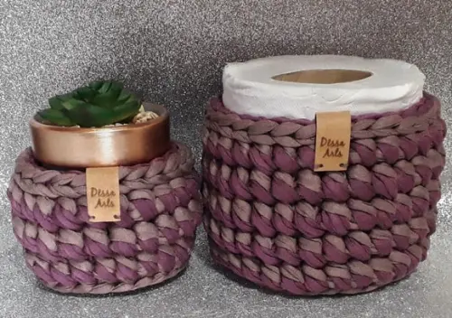 Kit 2 Peças Cestos Organizadores Tons de Roxo