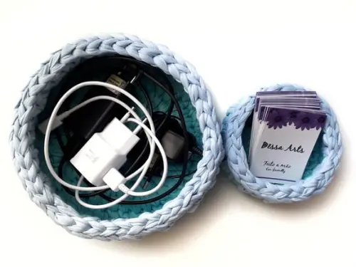 Kit 2un Cesto Organizador Multiuso , Verde Água e Azul