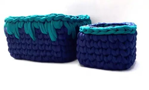 Kit 2 Unid. Cestos Organizadores de Crochê em Fio de Malha
