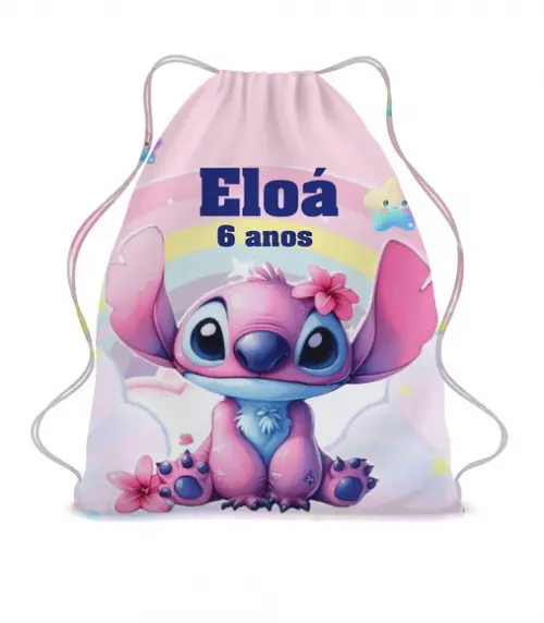 25 Lembrancinha Festa Sacochila Mochila Stitch