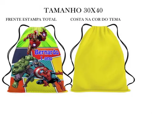 20 Bolsinha Sacochila Mochila Hulk - Herois Marvel