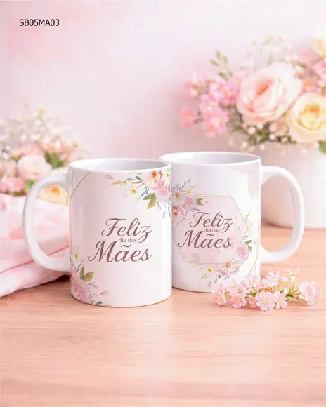Caneca de Porcelana Dia das Mães Presente Delicado