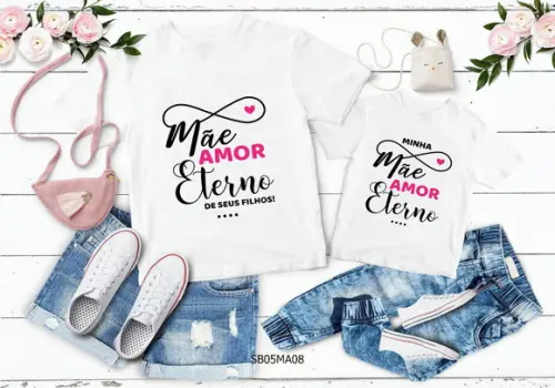 Kit 2 Camisetas Dia das Mães Amor Eterno