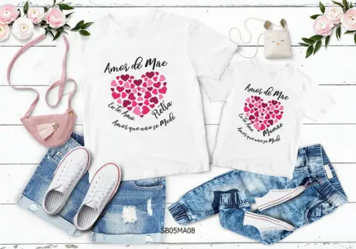 Kit 2 Camisetas Dia das Mães Personalizada - Amor
