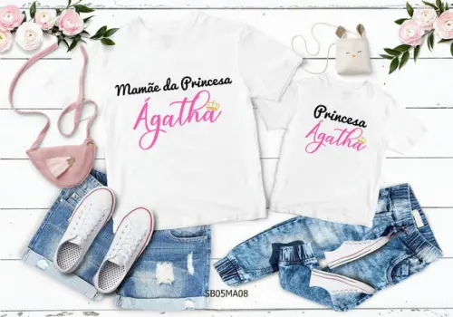 Kit 2 Camisetas Dia das Mães - Mãe da Princesa