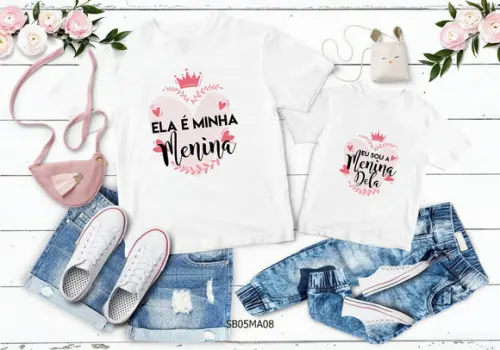 Kit 2 Camisetas Dia das Mães Personalizada - Minha Menina