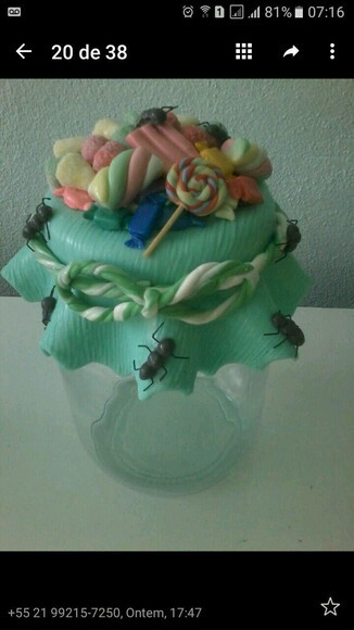 2Potes decorados em biscuit