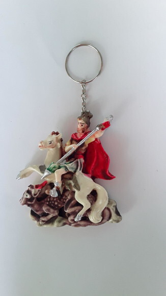Chaveiro são jorge em biscuit