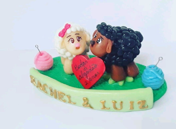 Topo bodas de algodão tema ovelhinha