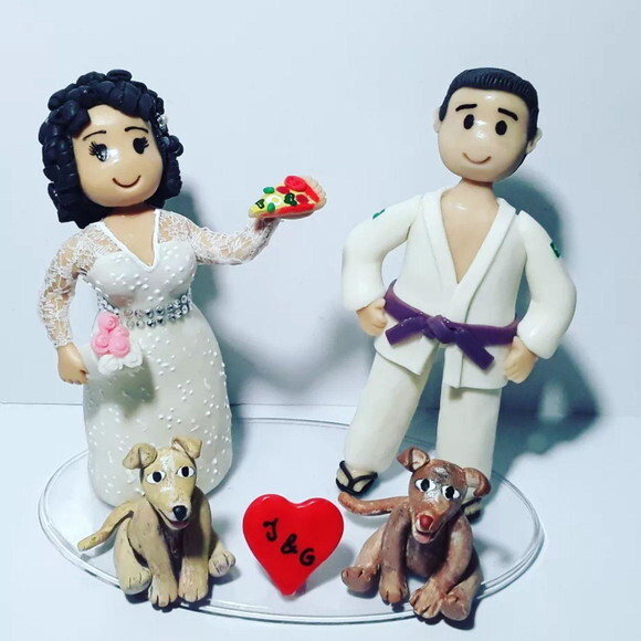 Topo bolo noivinhos personalizados em biscuit