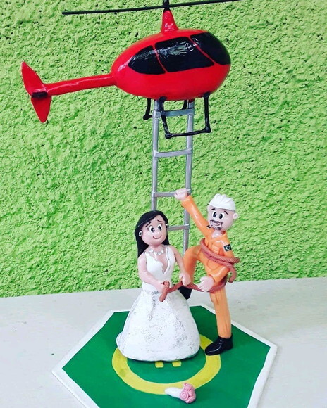 Topo de bolo casamento heliponto