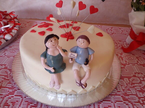 Topo de bolo Noivado/Casamento