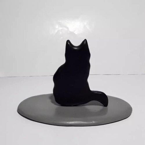 Enfeite de mesa silhueta gato em biscuit