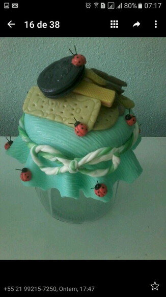 2Potes decorados em biscuit