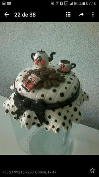 2Potes decorados em biscuit