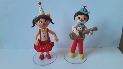 Dupla de Palhaços para Enfeite de Mesa/bolo em Biscuit