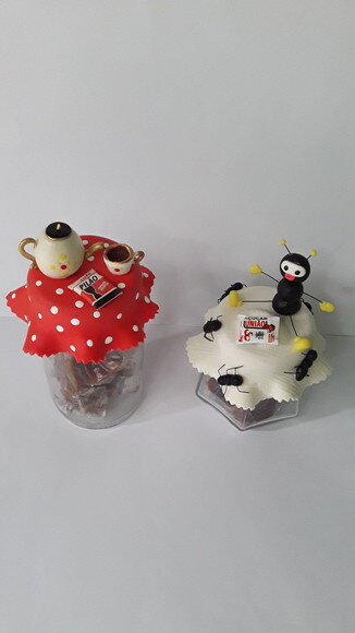 Potes decorados café ou açúcar em biscuit 350ml