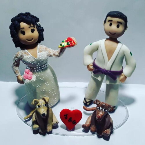 Topo bolo noivinhos personalizados em biscuit
