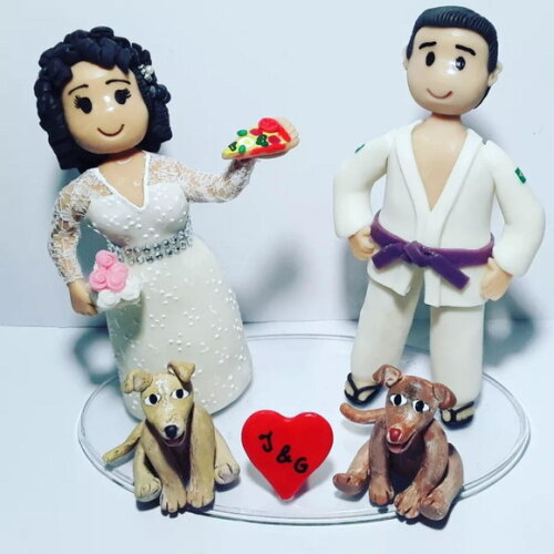 Topo bolo noivinhos personalizados em biscuit