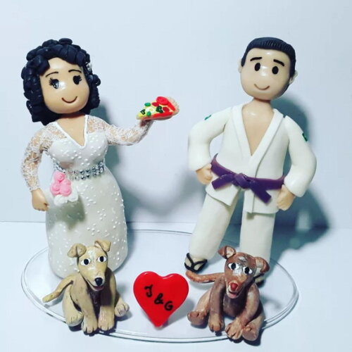 Topo bolo noivinhos personalizados em biscuit
