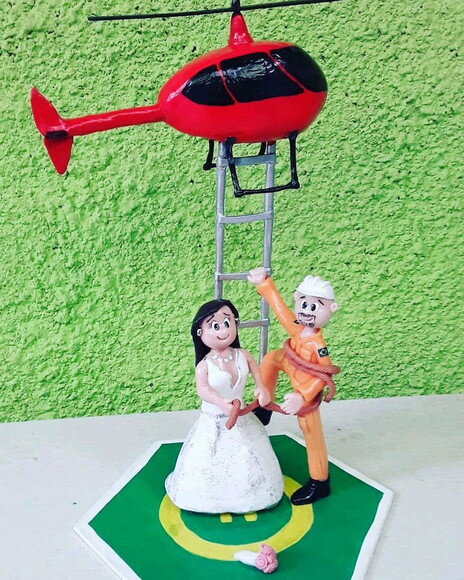 Topo de bolo casamento heliponto