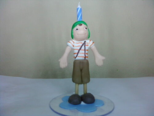 Topo de bolo com vela-Turma do Chaves