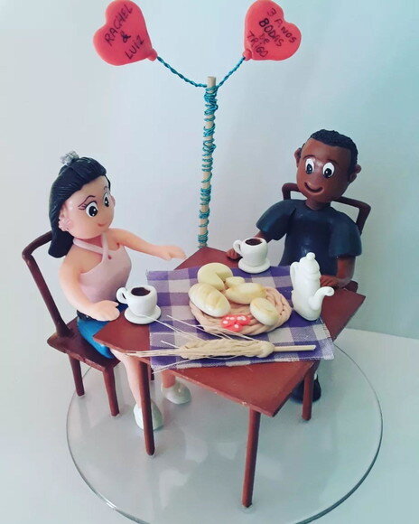 Topo de Bolo/enfeite de Mesa Casal Bodas de Trigo