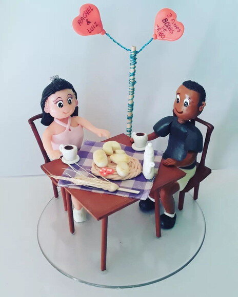 Topo de Bolo/enfeite de Mesa Casal Bodas de Trigo