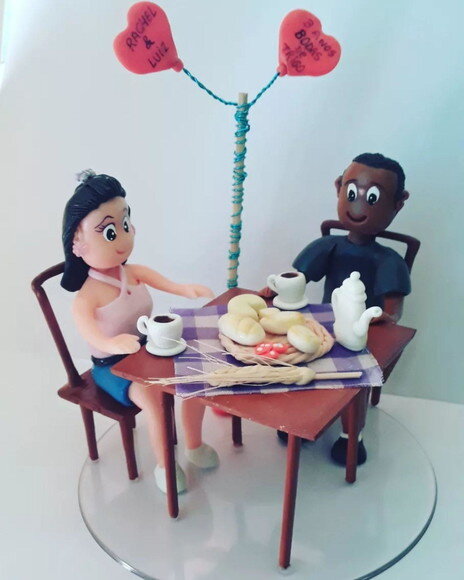 Topo de Bolo/enfeite de Mesa Casal Bodas de Trigo