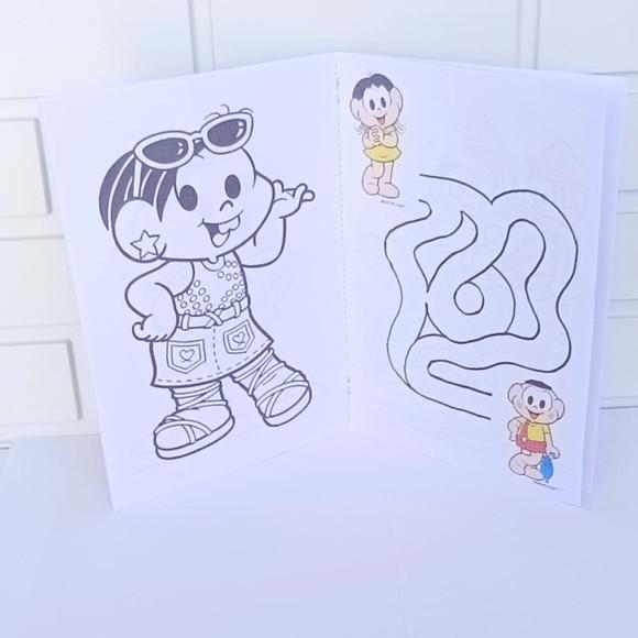 10 Kit Colorir Turma da Mônica (livrinho + Giz de Cera)