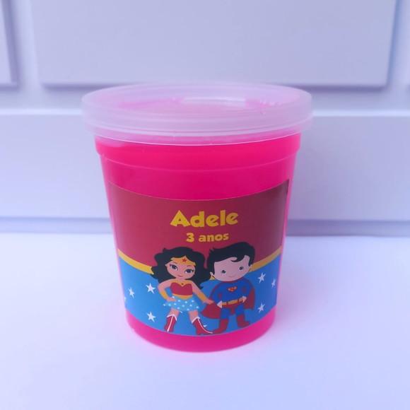 20 Slime Personalizada Mulher Maravilha e Superman