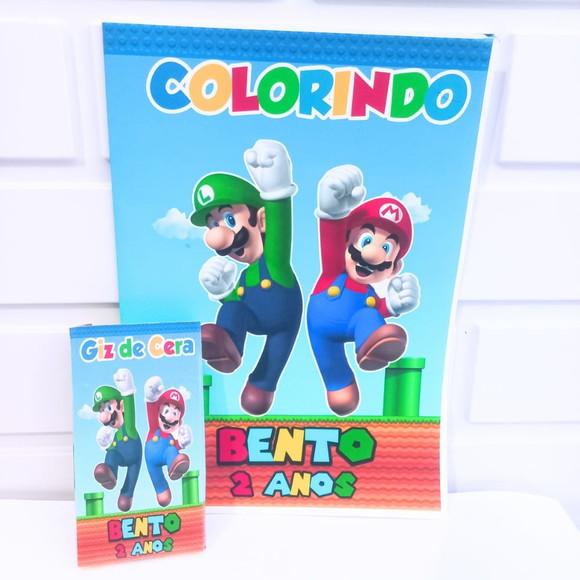 Kit Revistinha de Colorir com Giz - Super Mario