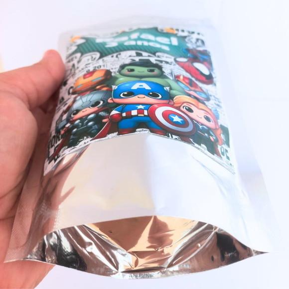 Saquinho Metalizado Personalizado Heróis Baby