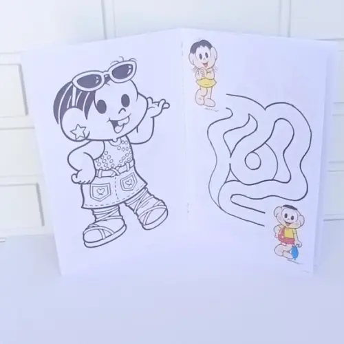 10 Kit Colorir Turma da Mônica (livrinho + Giz de Cera)