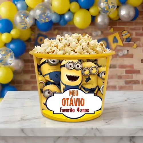 100 Balde de Pipoca Personalizado 1,5l - Minions